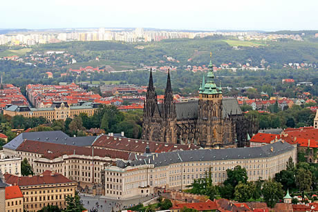 Aerial view of prague from the petrin hill photo