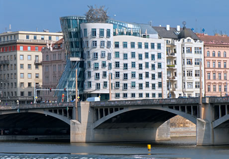 The dancing house in downtown prague photo